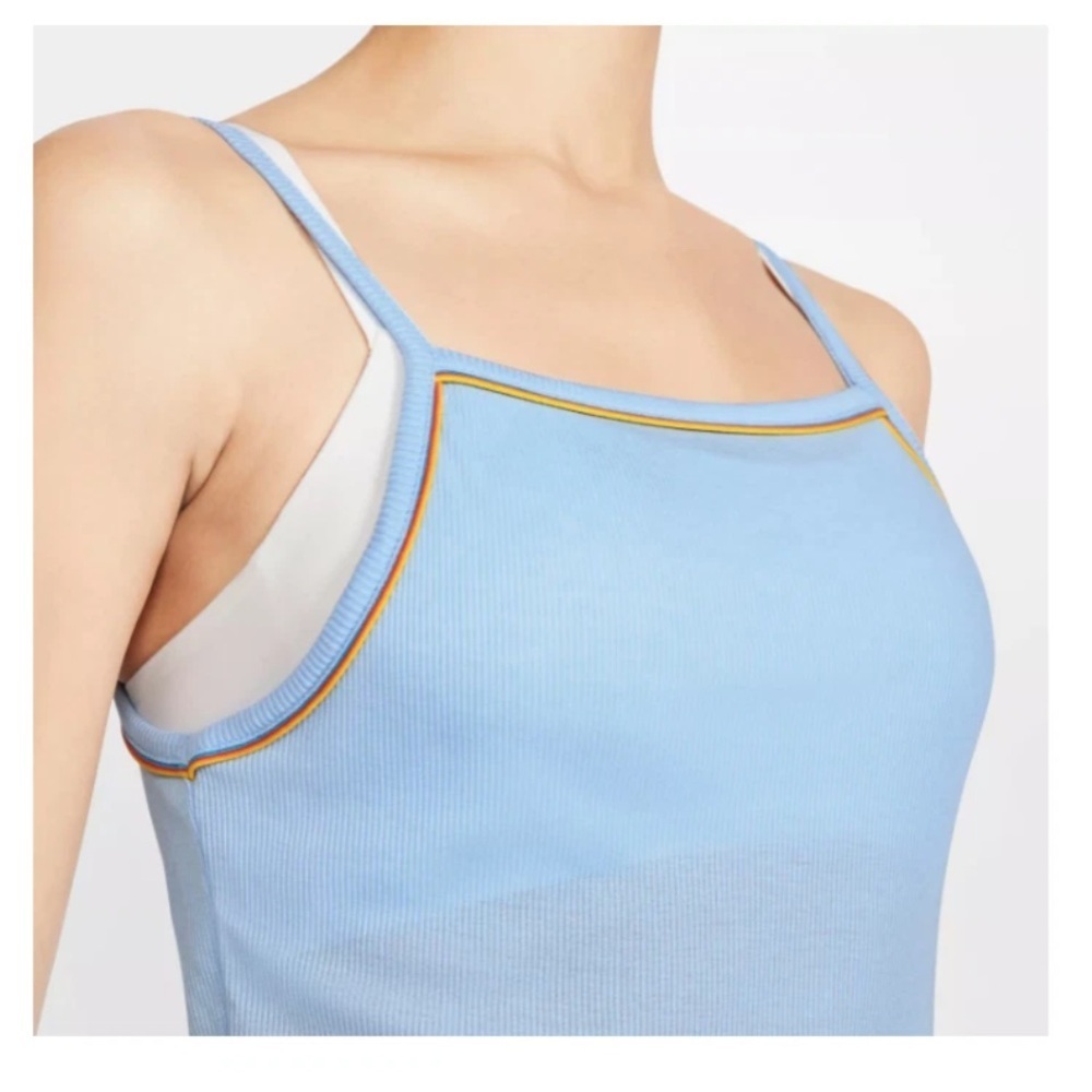 🆕 Nike Yoga | Slim Fit Crop Top Ribbed Stretch Retro Blue Size XL